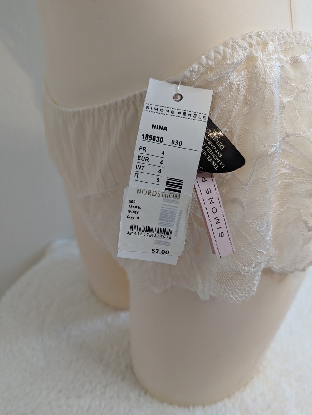 Simone Perele Bagatelle Ivory Lace Bra & Boyshort Set 36E / L NWT - Picture 7 of 12